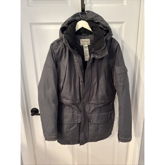 L.L.‎ Bean Baxter State Goose Down Winter Parka Men's Size Med Gray Full Zip - Picture 1 of 10